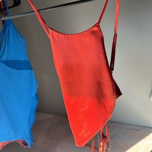 dynamite orange tie up halter top